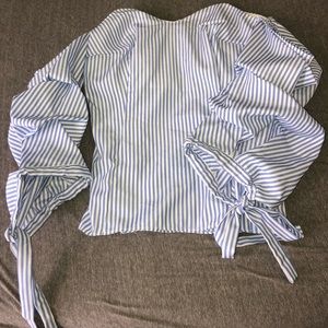 Off the shoulder striped shirt